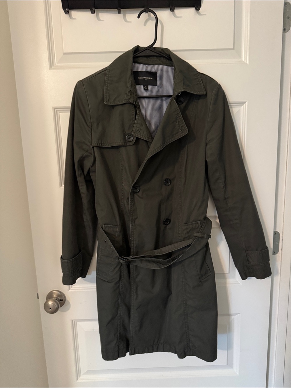 Banana Republic Olive Green Double-Breasted Trench Coat